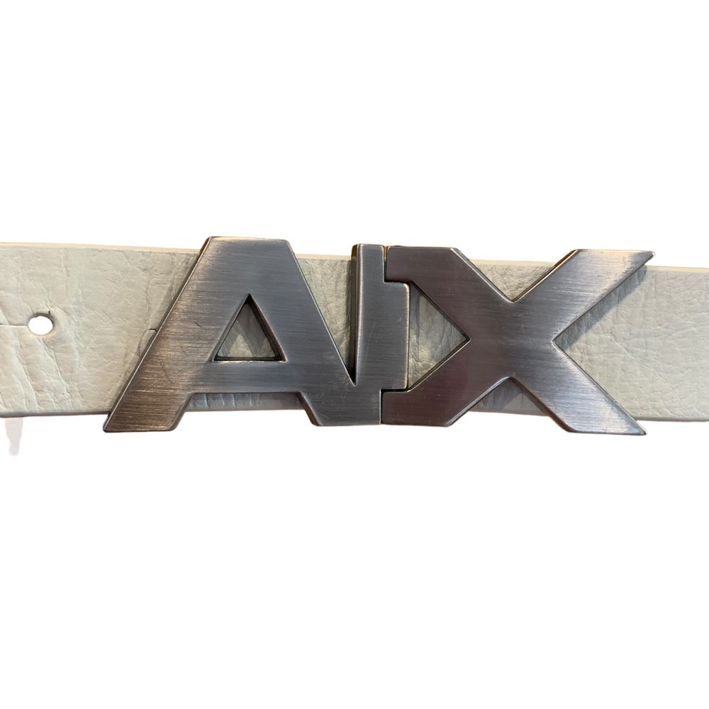 Armani Exchange Italian White Leather Belt 32‎